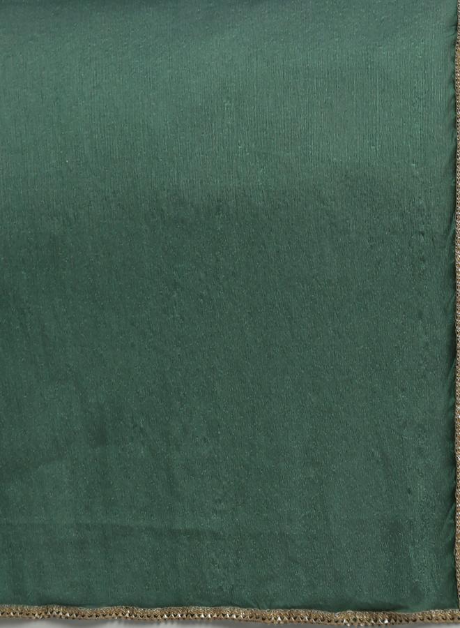 globus Women Green Embroidered A-Line Kurta with Pant and Dupatta Set - Image 5